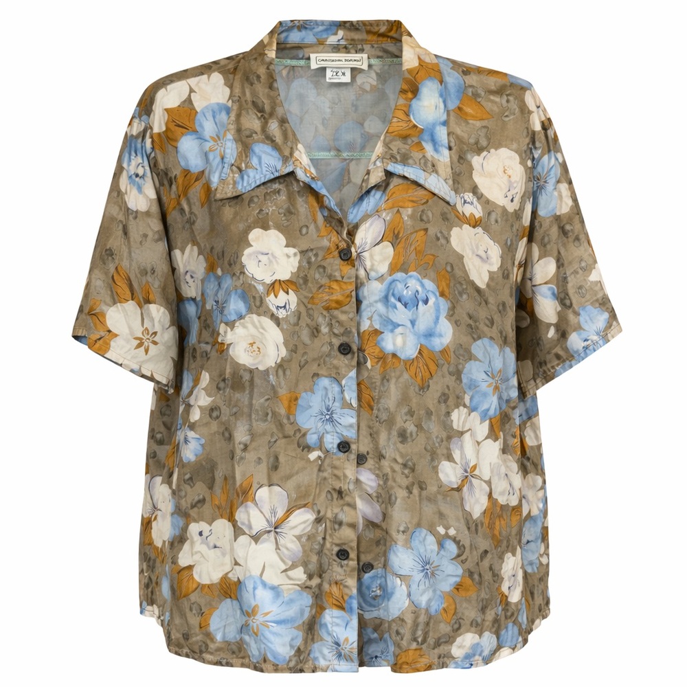 Vintage Rayon Floral Shirt Mens 2X Made in USA California Krush 90s Camp Shirt
